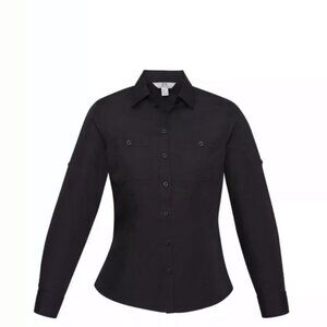 Biz Collection Black Long Sleeve Button Down New